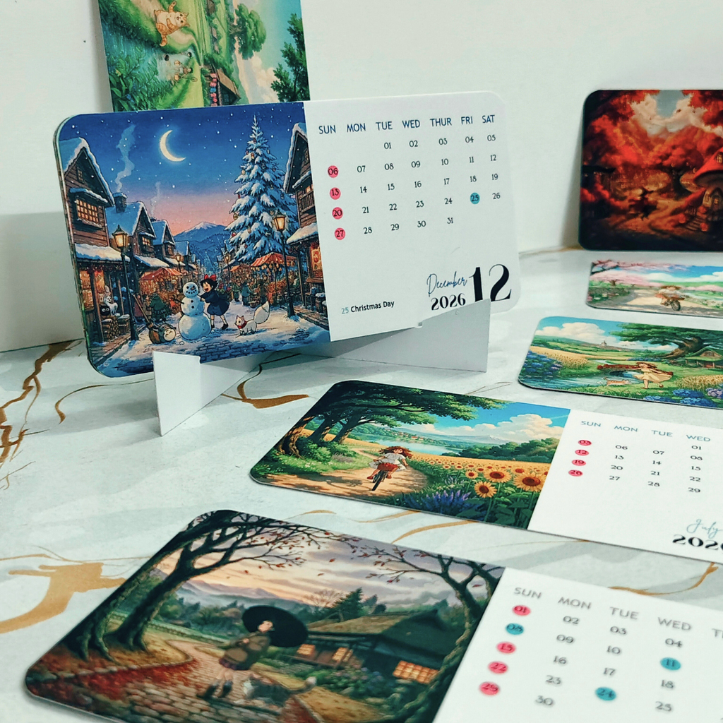Whimsical World 2026 Desk Calendar – Studio Ghibli Inspired Aesthetic