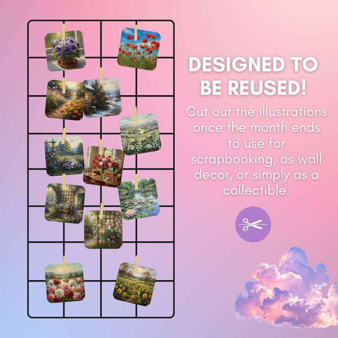 Eternal Blooms 2026 Vertical Desk Calendar – Oil Painting Floral Series