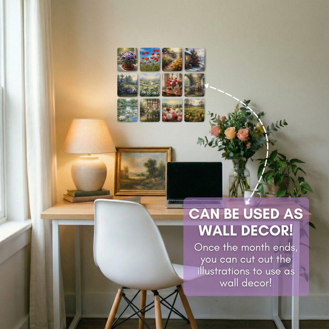 Eternal Blooms 2026 Vertical Desk Calendar – Oil Painting Floral Series