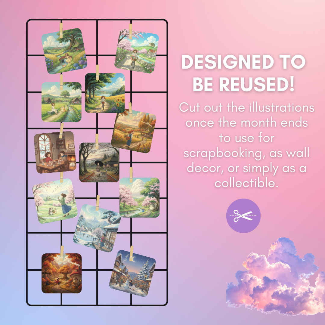 Whimsical World 2026 Desk Calendar – Studio Ghibli Inspired Aesthetic