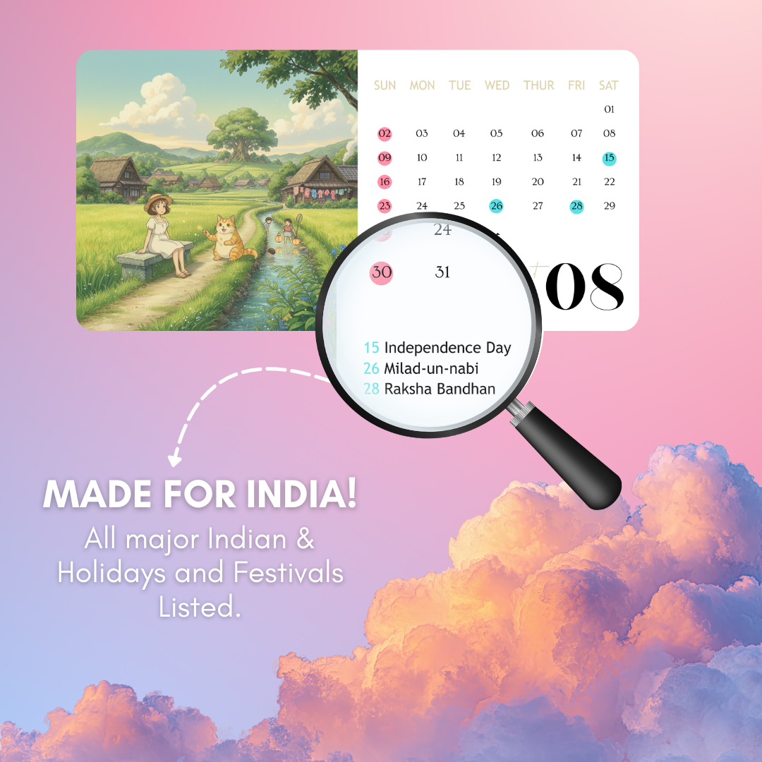 Whimsical World 2026 Desk Calendar – Studio Ghibli Inspired Aesthetic