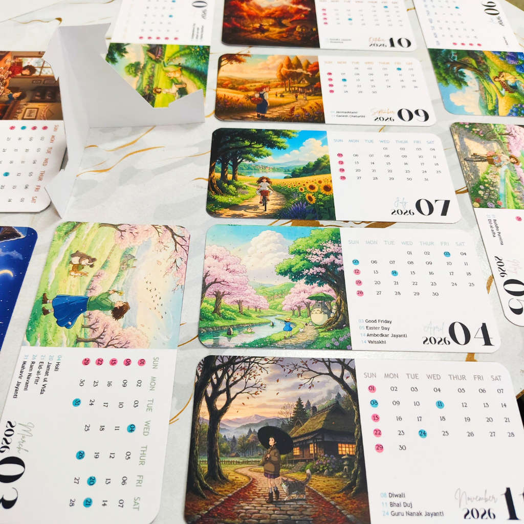 Whimsical World 2026 Desk Calendar – Studio Ghibli Inspired Aesthetic