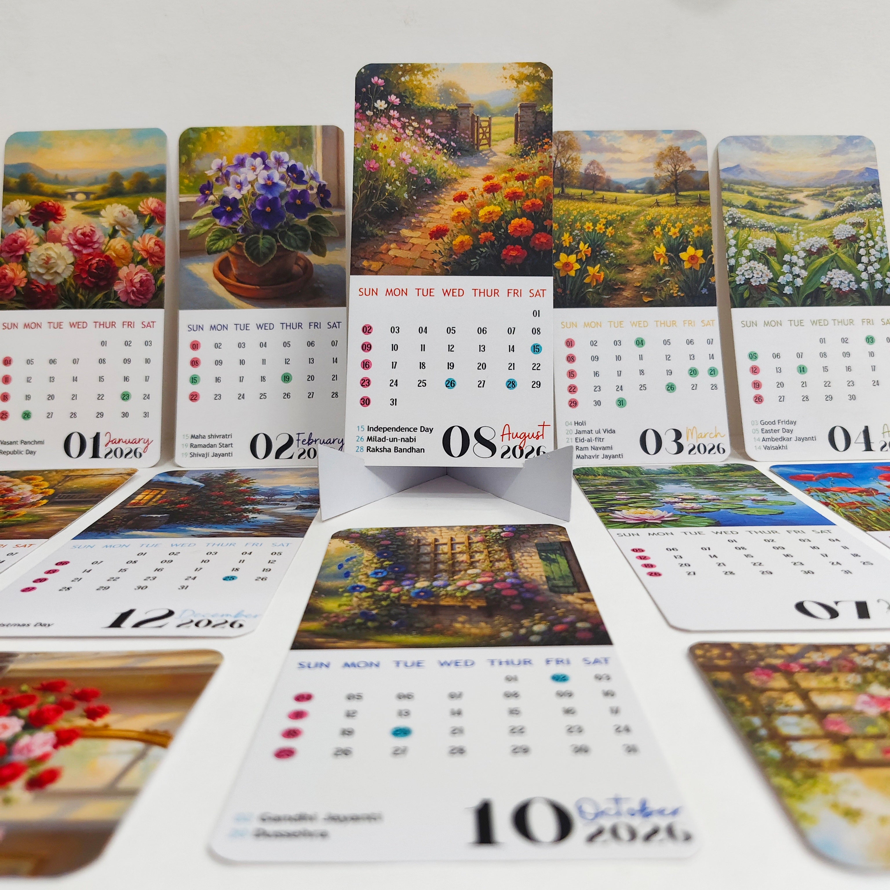 Eternal Blooms 2026 Vertical Desk Calendar – Oil Painting Floral Series