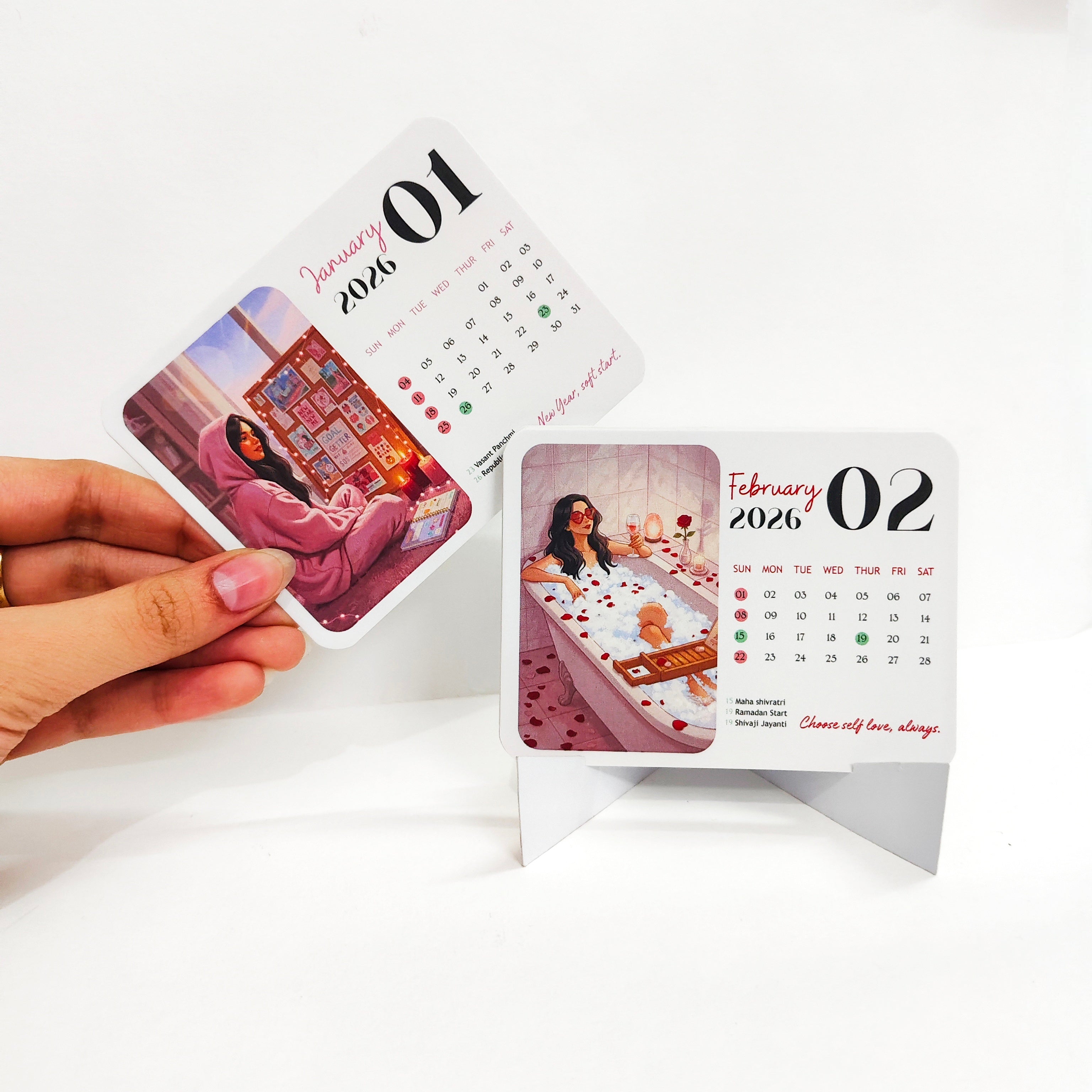 Just Girls Things 2026 Mini Desk Calendar – Daily Aesthetic & Self Care