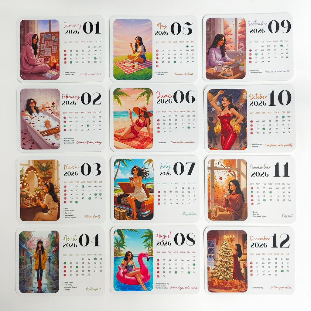 Just Girls Things 2026 Mini Desk Calendar – Daily Aesthetic & Self Care