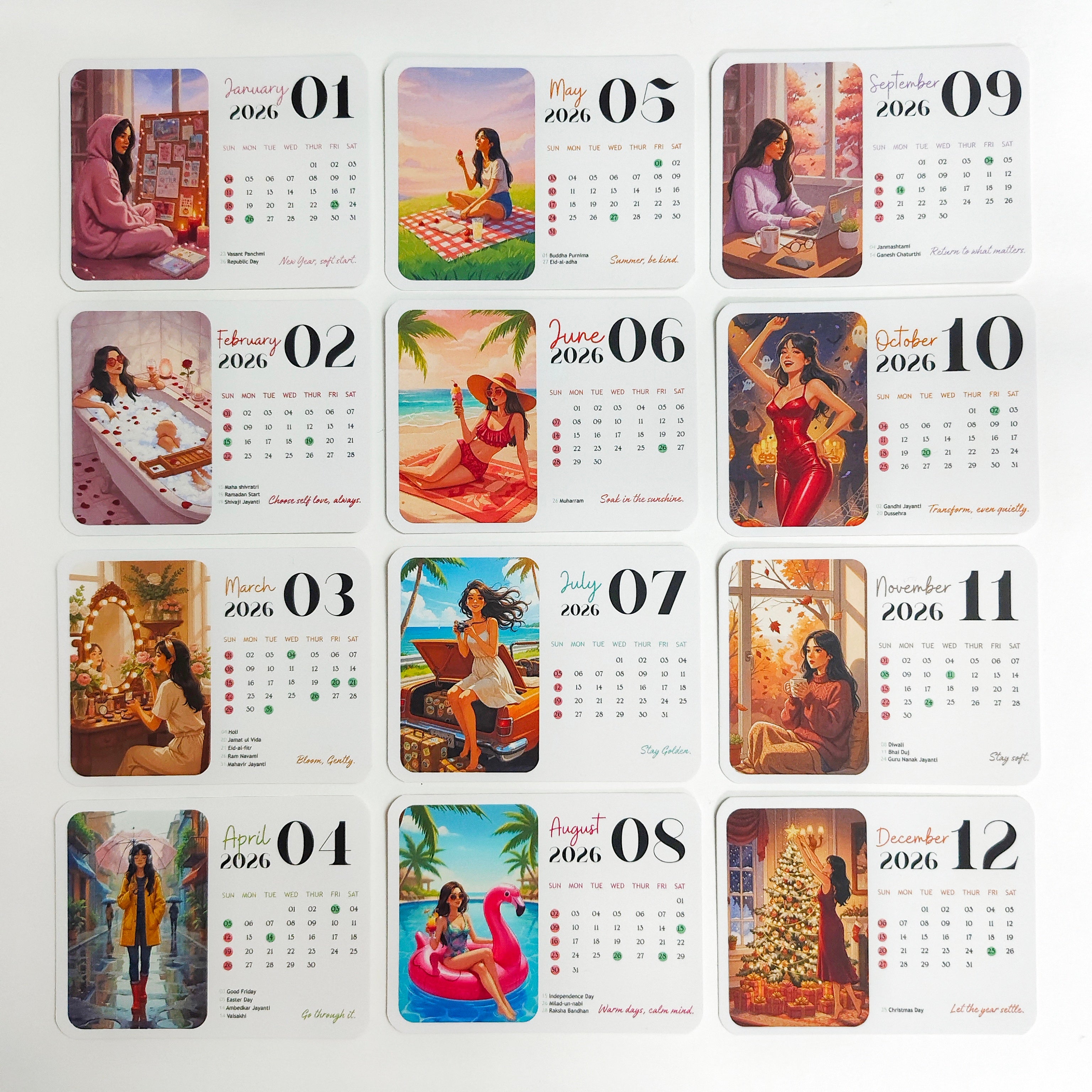 Just Girls Things 2026 Mini Desk Calendar – Daily Aesthetic & Self Care