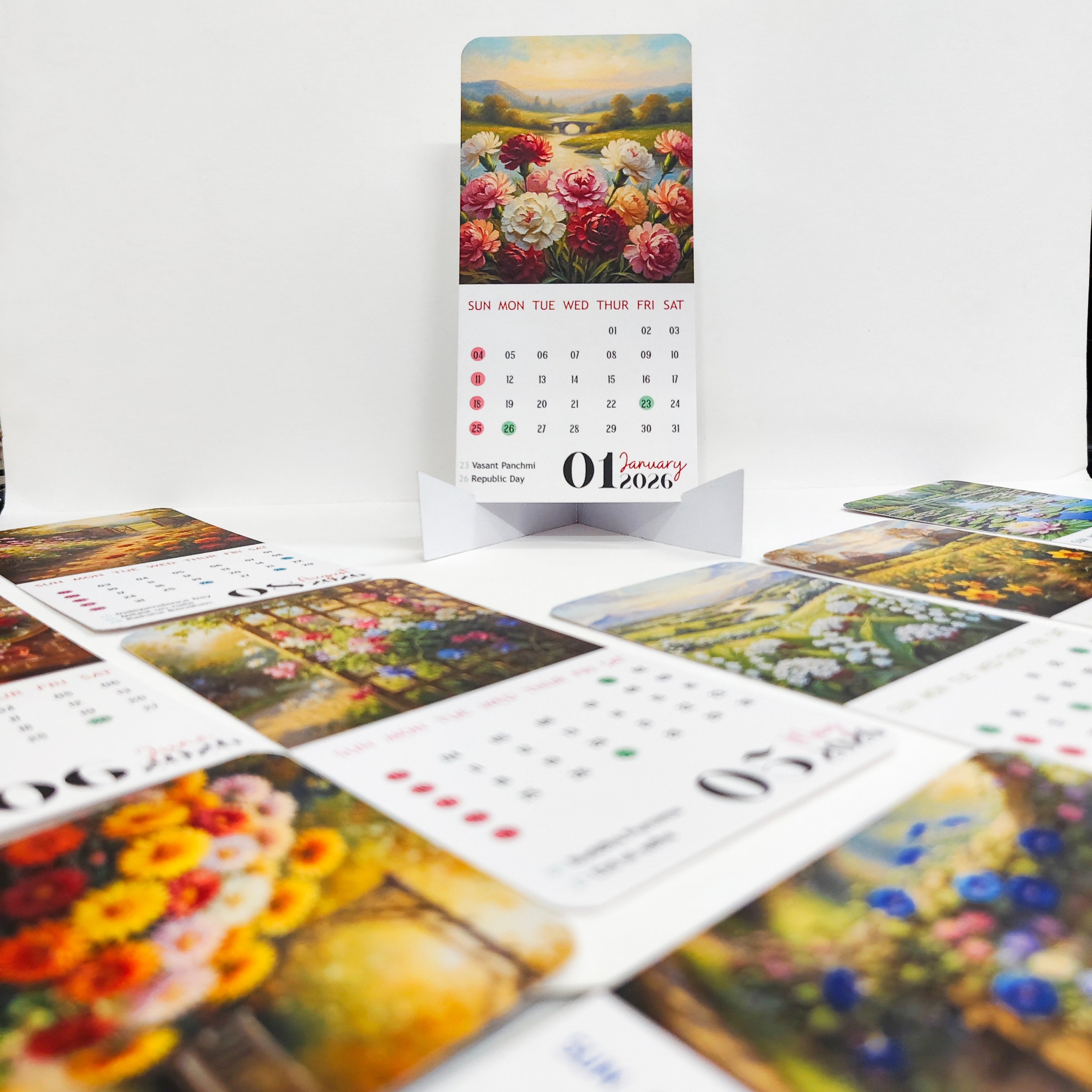 Eternal Blooms 2026 Vertical Desk Calendar – Oil Painting Floral Series