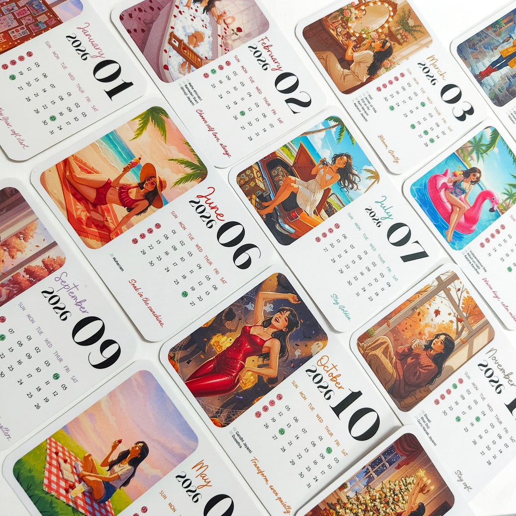 Just Girls Things 2026 Mini Desk Calendar – Daily Aesthetic & Self Care